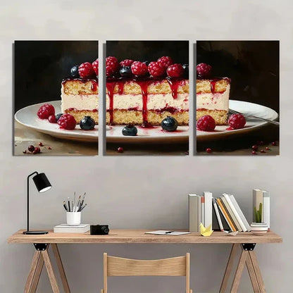3pcs Cake Dessert Food Delicious Perfect  Wall Art Set Canvas Unframed - High Quality Print 100% Australian Made Wall Canvas - Bella Home Decor