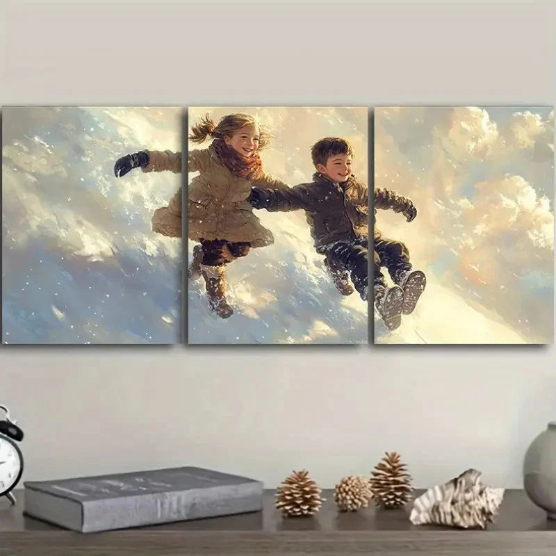 3pcs Two Youngsters Wall Art Set Canvas Framed 60x90cm - High Quality Print 100% Australian Made Wall Canvas Ready to Hang - Bella Home Decor