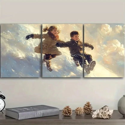 3pcs Two Youngsters Wall Art Set Canvas Framed 60x90cm - High Quality Print 100% Australian Made Wall Canvas Ready to Hang - Bella Home Decor