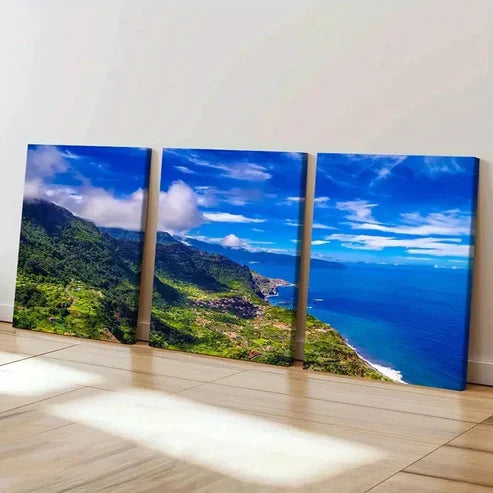 3pcs Mountains Sea and Beach Modern Wall Art Set Canvas Unframed - High Quality Print 100% Australian Made Wall Canvas
