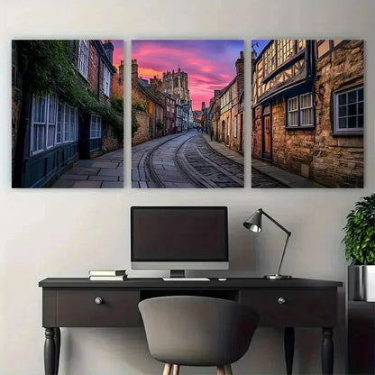3pcs England Travel Posters UK Street Perfect Wall Art Set Canvas Framed 50x70cm - High Quality Print 100% Australian Made Wall Canvas Ready to Hang