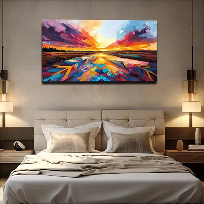 Endless Earth Vibrant Abstract Wall Art Canvas Office Home Room Framed 120x60cm
