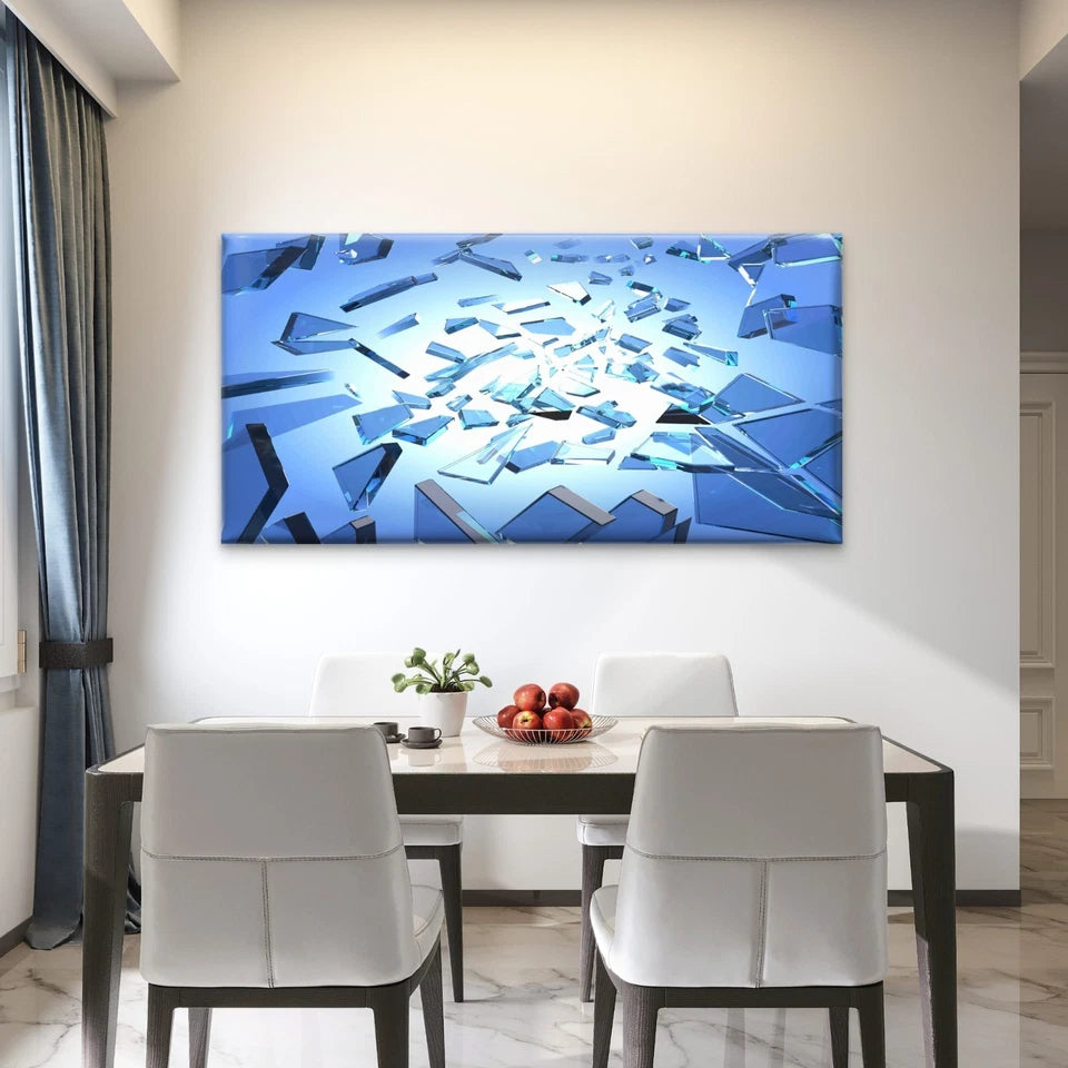 Broken Glass Texture Wall Art Canvas Office Home Room Framed 120x60cm - Bella Home Decor