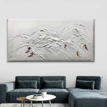 Winter Skiing Scene Painting Wall Art Canvas Office Home Room Framed 120x60cm