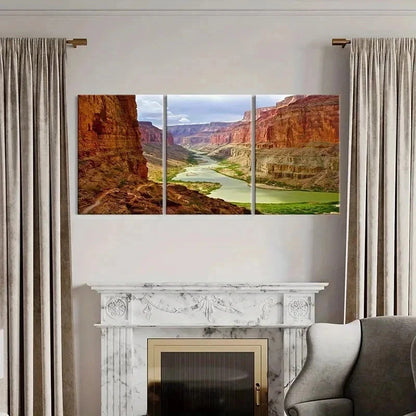 3pcs Grand Canyon & River Nature Landscape Wall Art Set Canvas Framed 60x90cm - High Quality Print 100% Australian Made Wall Canvas Ready to Hang