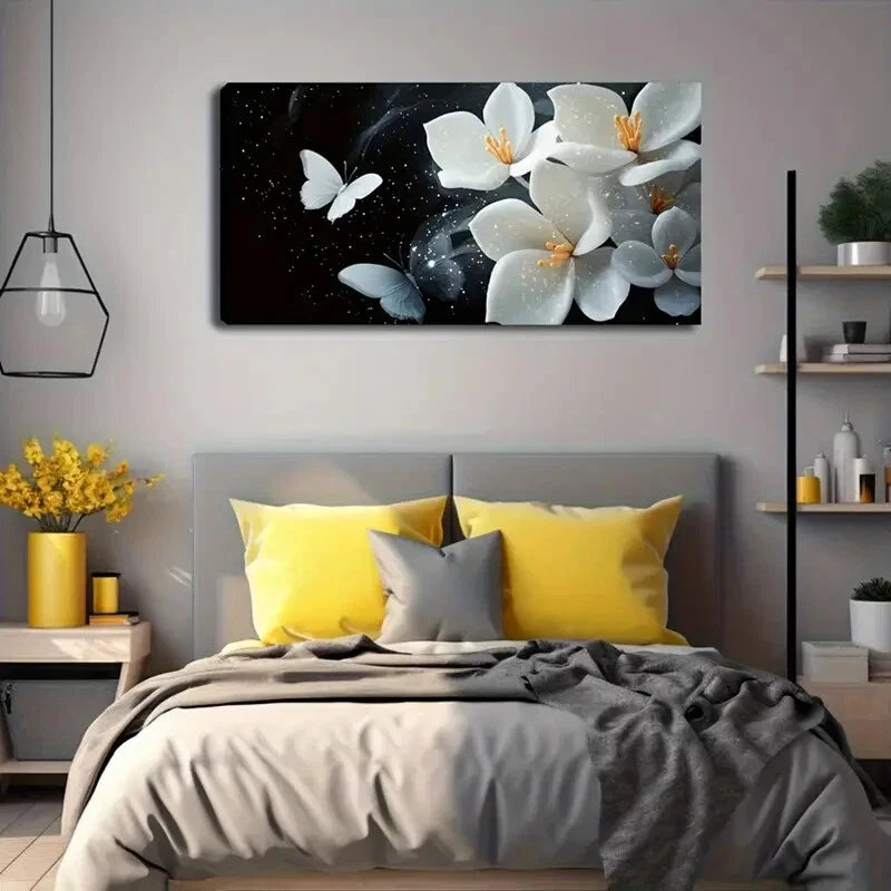 Modern Minimalist Décor White Wall Art Canvas Office Home Room Framed 120x60cm - Bella Home Decor