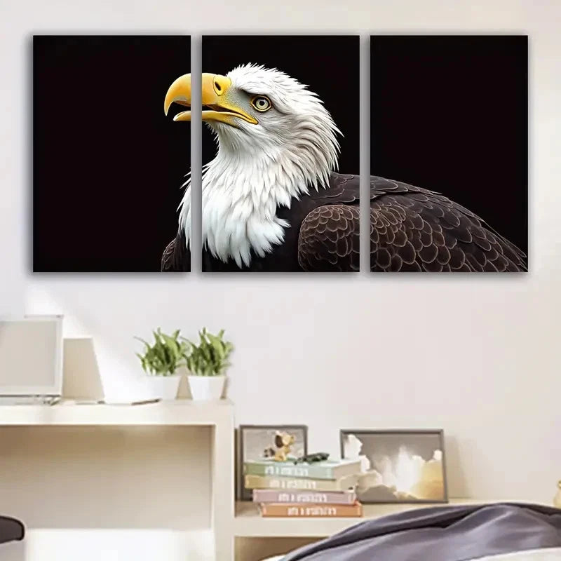 3pcs Bald Eagle in Flight Scenic Art Print Wall Art Set Canvas Framed 60x90cm - High Quality Print 100% Australian Made Wall Canvas Ready to Hang - Bella Home Decor
