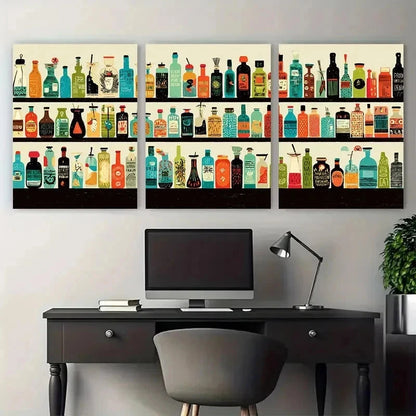 3pcs Funny Bar Menu Trendy Decor Perfect Wall Art Set Canvas Framed 50x70cm - High Quality Print 100% Australian Made Wall Canvas Ready to Hang - Bella Home Decor