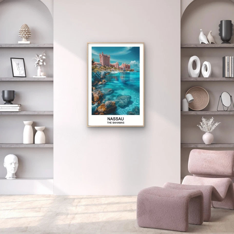 Nassau The Bahamas Painting Travel Poster Print Wall Art