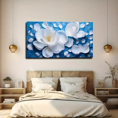 Modern Bohemian Blue Wall Art Canvas Office Home Room Framed 120x60cm