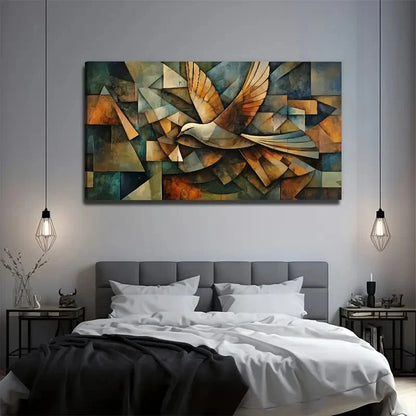 Vibrant Geometric Design Wall Art Canvas Office Home Room Framed 120x60cm