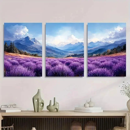 3pcs Lavender Valley Oregon Mountain Perfect Wall Art Set Canvas Framed 60x90cm - High Quality Print 100% Australian Made Wall Canvas Ready to Hang - Bella Home Decor