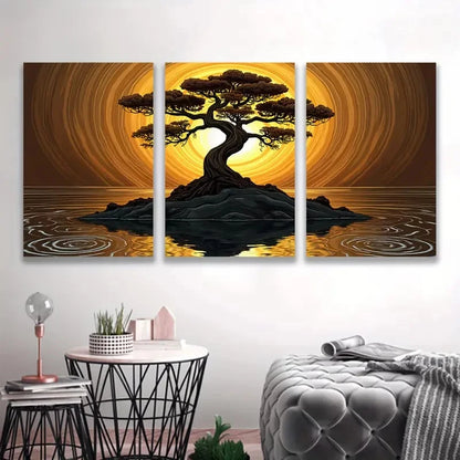 3pcs Beautiful Tree Sunset Landscape  Wall Art Set Canvas Framed 60x90cm - High Quality Print 100% Australian Made Wall Canvas Ready to Hang - Bella Home Decor