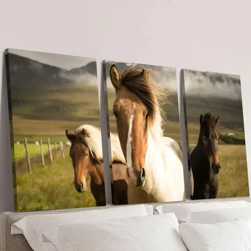 3pcs Mountain Ranch Horses Portrait Wall Art Set Canvas Unframed - High Quality Print 100% Australian Made Wall Canvas