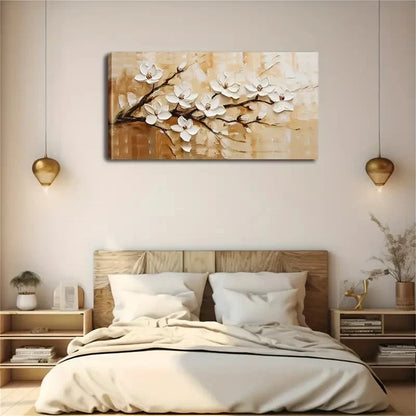 White Magnolia Flowers Bloom Wall Art Canvas Office Home Room Framed 120x60cm