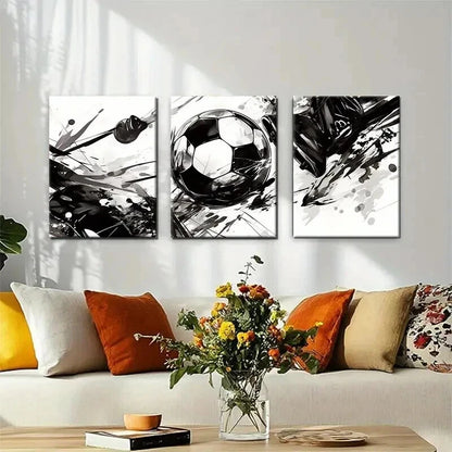 3pcs Abstract Football Dynamic Game Perfect Wall Art Set Canvas Framed 60x90cm - High Quality Print 100% Australian Made Wall Canvas Ready to Hang