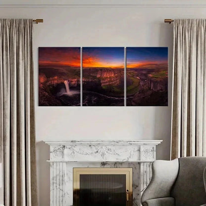 3pcs Waterfall On The Cliff Natural Wall Art Set Canvas Framed 60x90cm - High Quality Print 100% Australian Made Wall Canvas Ready to Hang