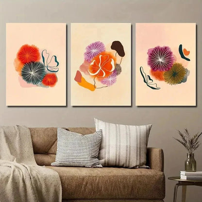 3pcs Abstract Colorful Bcotanical Flower Perfect Wall Art Set Canvas Framed 60x90cm - High Quality Print 100% Australian Made Wall Canvas Ready to Hang - Bella Home Decor