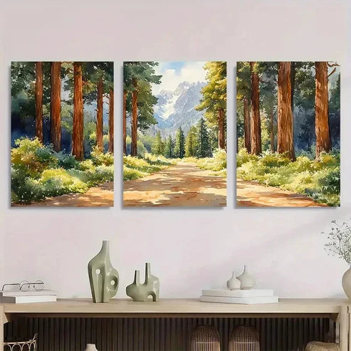 3pcs Sequoia National Park Watercolor Wall Art Canvas Unframed - High Quality Print 100% Australian Made Wall Canvas