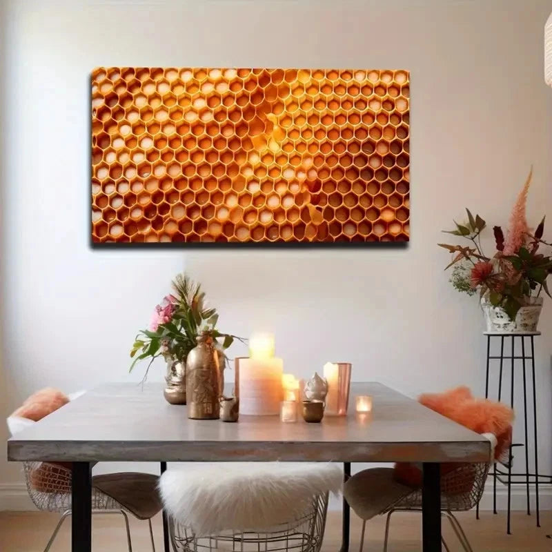 Honeycomb Tempting Sweets Wall Art Canvas Office Home Room Framed 120x60cm