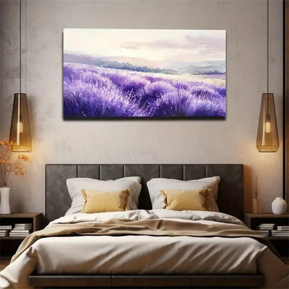 Lush Purple Flower Spikes Wall Art Canvas Office Home Room Framed 120x60cm