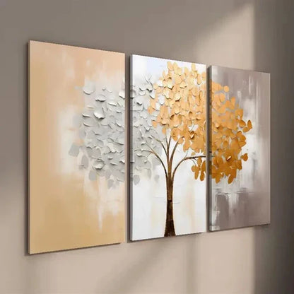 3pcs Orange and Gray Plants and Trees  Wall Art Set Canvas Unframed - High Quality Print 100% Australian Made Wall Canvas