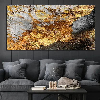 Abstract Golden Graffiti Wall Art Canvas Office Home Room Framed 120x60cm