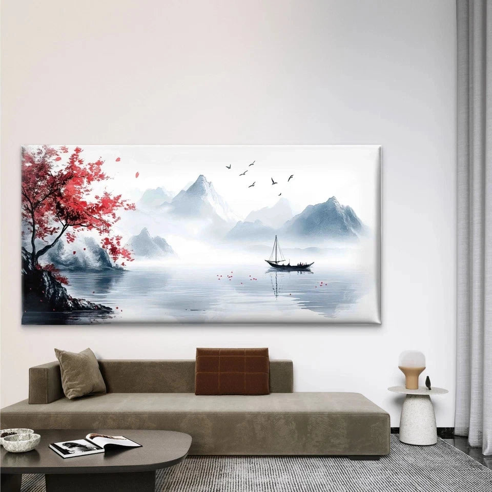 Chinese Japanese Landscape Wall Art Canvas Office Home Room Framed 120x60cm