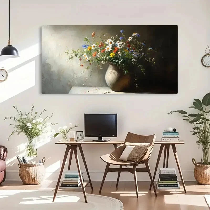 Modern Nature Vibrant Floral Wall Art Canvas Office Home Room Framed 120x60cm - Bella Home Decor