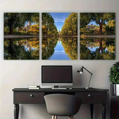 3pcs Mornings In The Park Continuous Wall Art Canvas Unframed - High Quality Print 100% Australian Made Wall Canvas