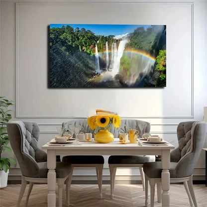 Mysterious Rainbows & Waterfall Wall Art Canvas Office Home Room Framed 120x60cm