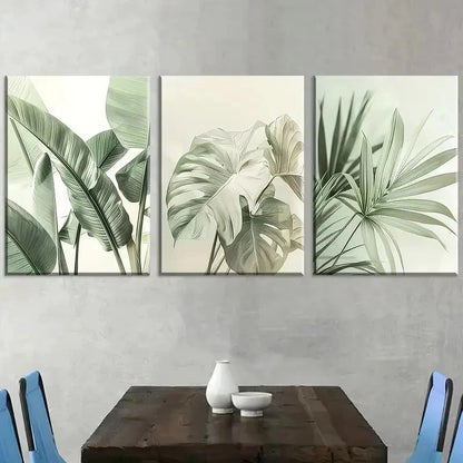 3pcs Natural Plant Leaves Simple Lands Perfect Wall Art Set Canvas Framed 50x70cm - High Quality Print 100% Australian Made Wall Canvas Ready to Hang