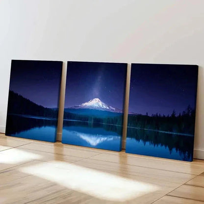 3pcs Snow Mountain Milky Way Lake Wall Art Set Canvas Unframed - High Quality Print 100% Australian Made Wall Canvas
