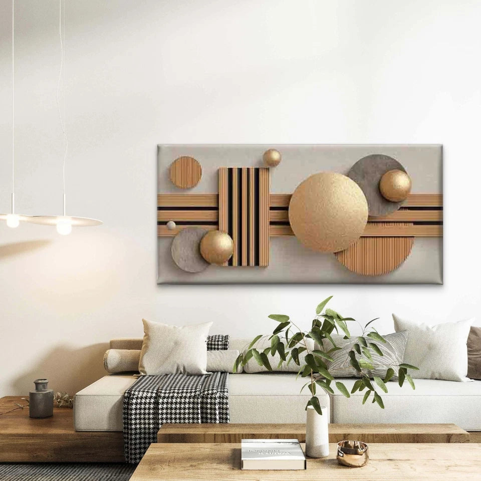 Abstract Geometric Designs Wall Art Canvas Office Home Room Framed 120x60cm - Bella Home Decor