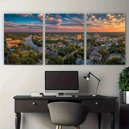 3pcs Tallahassee Travel Florida Decor Perfect Wall Art Set Canvas Framed 50x70cm - High Quality Print 100% Australian Made Wall Canvas Ready to Hang