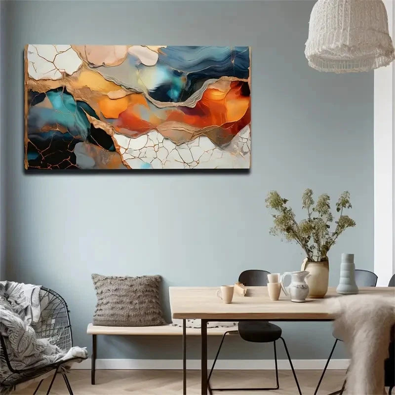 Harmonious Abstract Hydrology Wall Art Canvas Office Home Room Framed 120x60cm