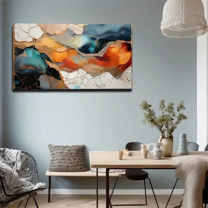 Harmonious Abstract Hydrology Wall Art Canvas Office Home Room Framed 120x60cm