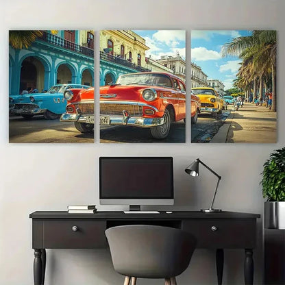 3pcs Vintage Cuba Caribbean Wall Art Canvas Unframed - High Quality Print 100% Australian Made Wall Canvas