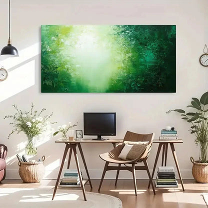Vibrant Green Nature Textured Wall Art Canvas Office Home Room Framed 120x60cm - Bella Home Decor