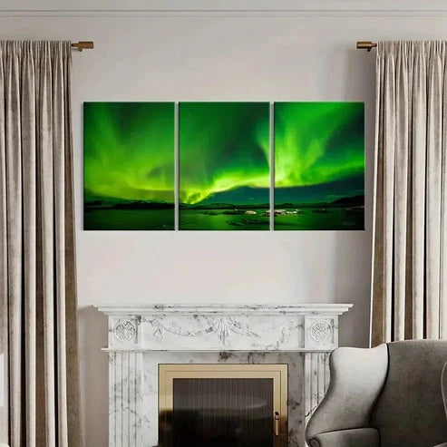 3pcs Northern Lights Aurora Modern Wall Art Canvas Unframed - High Quality Print 100% Australian Made Wall Canvas