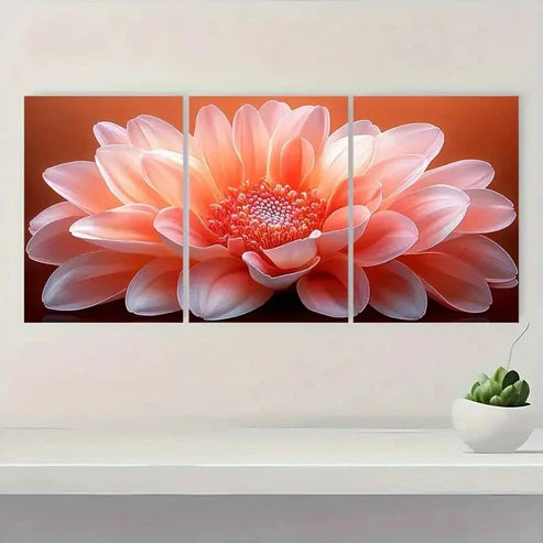 3pcs Vibrant Peach Artwork P Wall Art Set Canvas Unframed - High Quality Print 100% Australian Made Wall Canvas