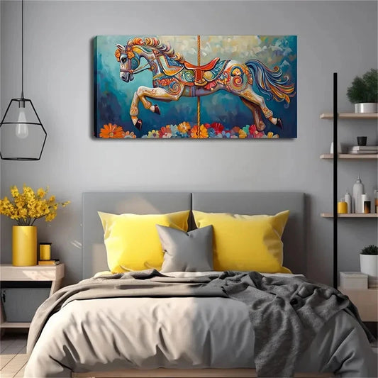Rich Colors Minimalist Horse Wall Art Canvas Office Home Room Framed 120x60cm