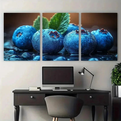 3pcs Blueberry Vibrant Wooden Perfect Wall Art Set Canvas Framed 50x70cm - High Quality Print 100% Australian Made Wall Canvas Ready to Hang - Bella Home Decor