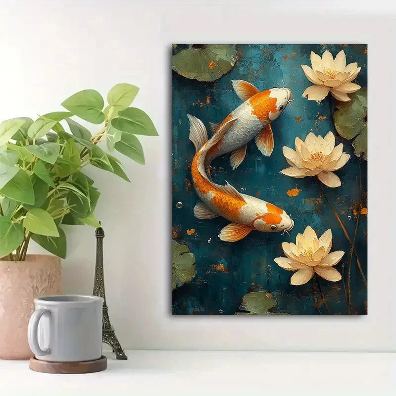 Beautiful Serene Blue Background Painting 40x60cm Metal Print Ready to Hang - Bella Home Decor