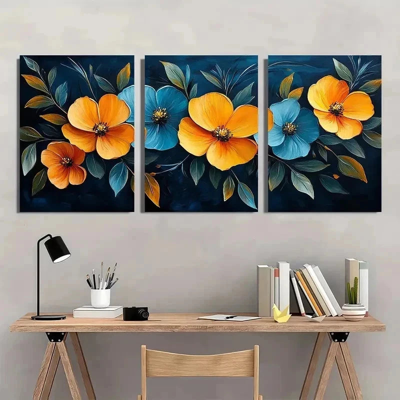 3pcs Tropical Yellow Flower Vibrant Perfect Wall Art Set Canvas Framed 50x70cm - High Quality Print 100% Australian Made Wall Canvas Ready to Hang - Bella Home Decor