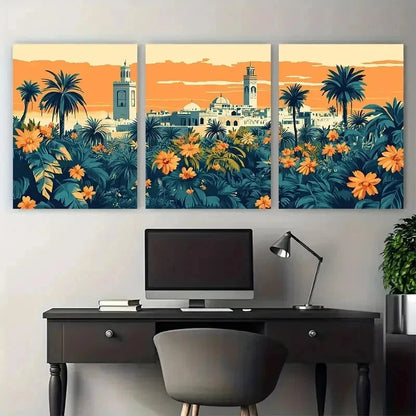 3pcs Architecture & Floral Design Perfect Wall Art Set Canvas Framed 50x70cm - High Quality Print 100% Australian Made Wall Canvas Ready to Hang - Bella Home Decor
