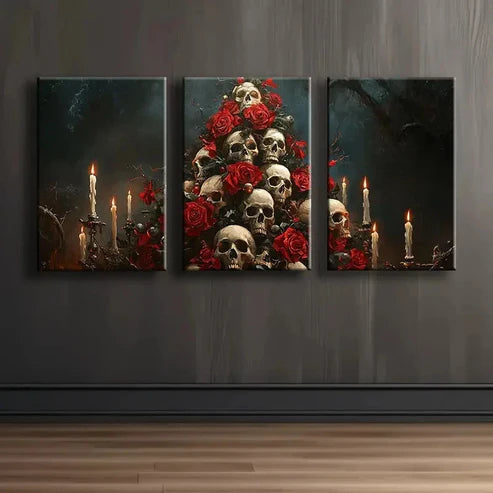 3pcs Skull Tree Hanging  Wall Art Set Canvas Unframed - High Quality Print 100% Australian Made Wall Canvas