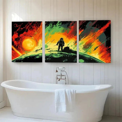 3pcs Astronaut Space Adventure Sci-Fi Perfect Wall Art Set Canvas Framed 40x60cm - High Quality Print 100% Australian Made Wall Canvas Ready to Hang - Bella Home Decor