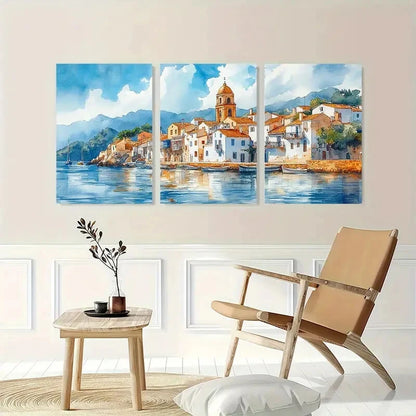 3pcs Spanish Catalonia Home Countryside Wall Art Set Canvas Framed 40x60cm - High Quality Print 100% Australian Made Wall Canvas Ready to Hang