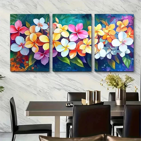 3pcs Thai Floral Oriental Thailand Décor Perfect Wall Art Canvas Unframed - High Quality Print 100% Australian Made Wall Canvas